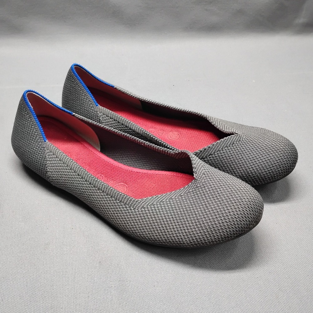 Rothys The Point Flats Grey Knit Slip On Shoes Womens Size 8